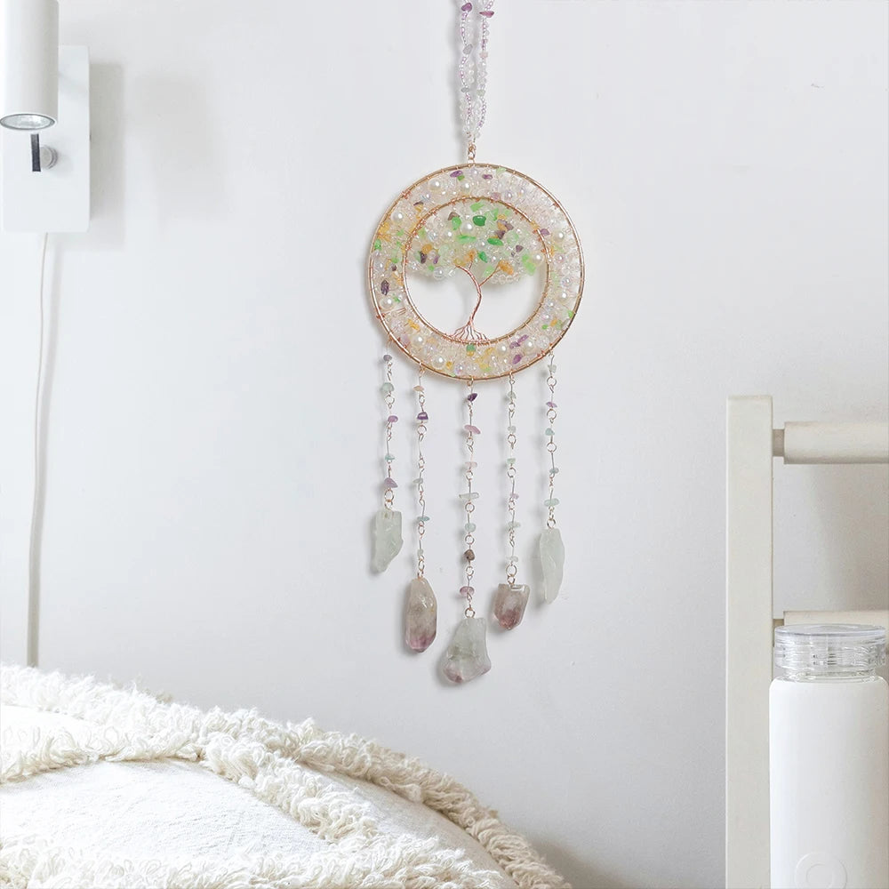 Crystal Sun & Moon Wind Chime – Rainbow Dream Catcher Hanging for Home & Garden Decor