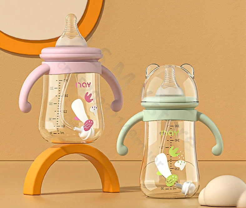 Anti-Colic Baby Bottle with Handles for 6+ Months – Leak-Proof, BPA-Free, Easy Grip