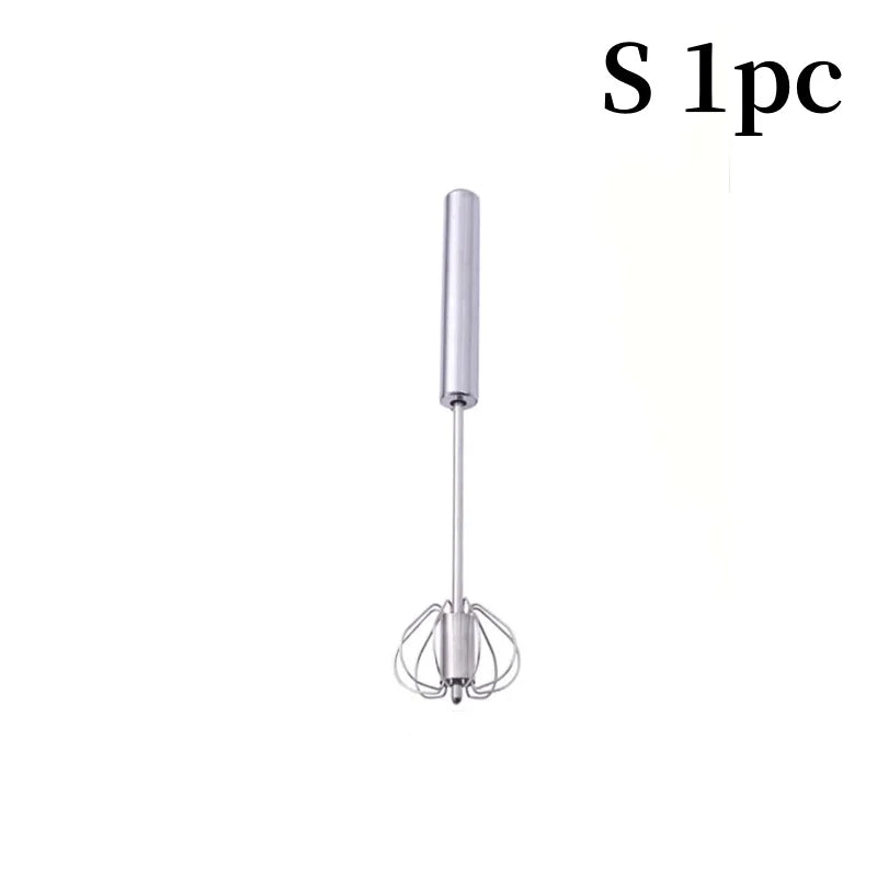 Stainless Steel Semi Automatic Egg Beater – Self Turning Hand Whisk Mixer Kitchen Gadget
