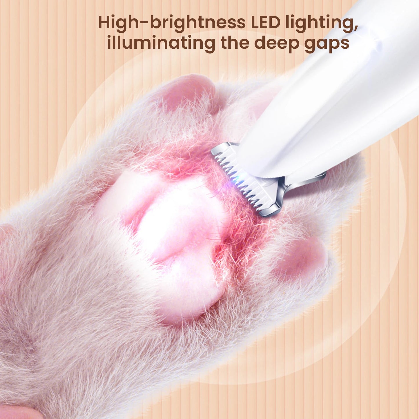 Rechargeable Pet Paw Trimmer with LED Light – Waterproof Grooming Clippers for Dogs & Cats