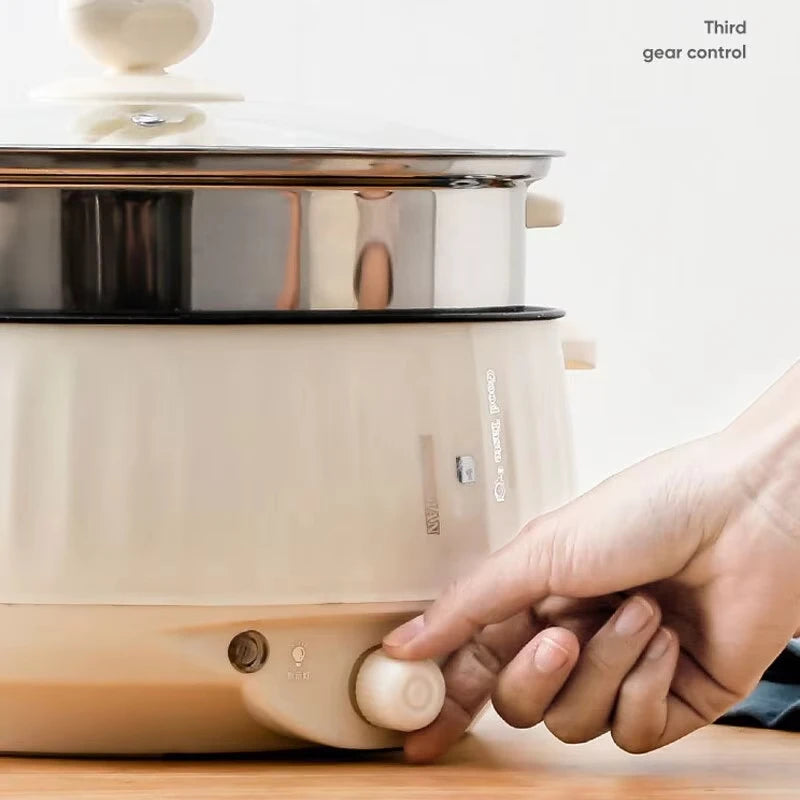 Mini Multi-Function Electric Cooker with Hot Pot & Steamer – Non-Stick 220V Portable Cooker for 1–2 People