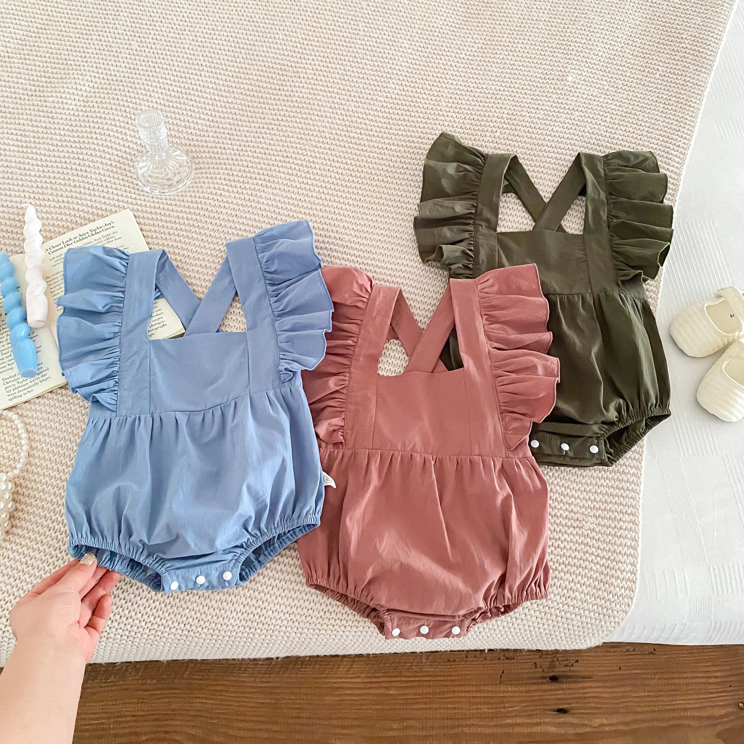 Baby Girl Romper – Solid Cotton Sleeveless Jumpsuit for Summer (0–24 Months)