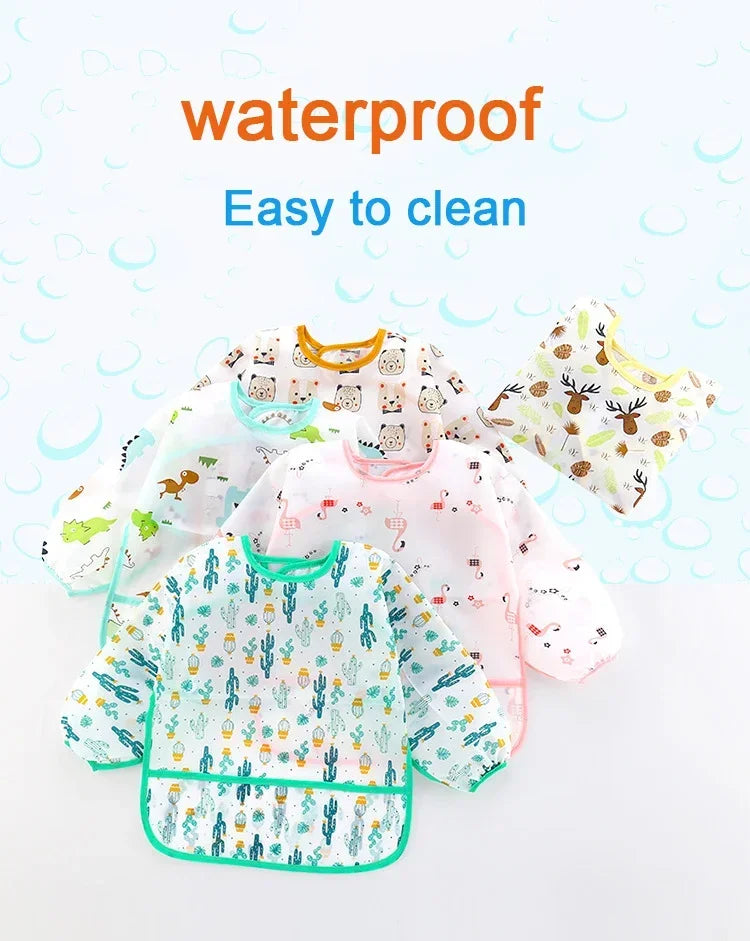 Baby Bib with Sleeves – Waterproof Feeding Bib for Toddlers (BPA-Free, 6M–6Y)