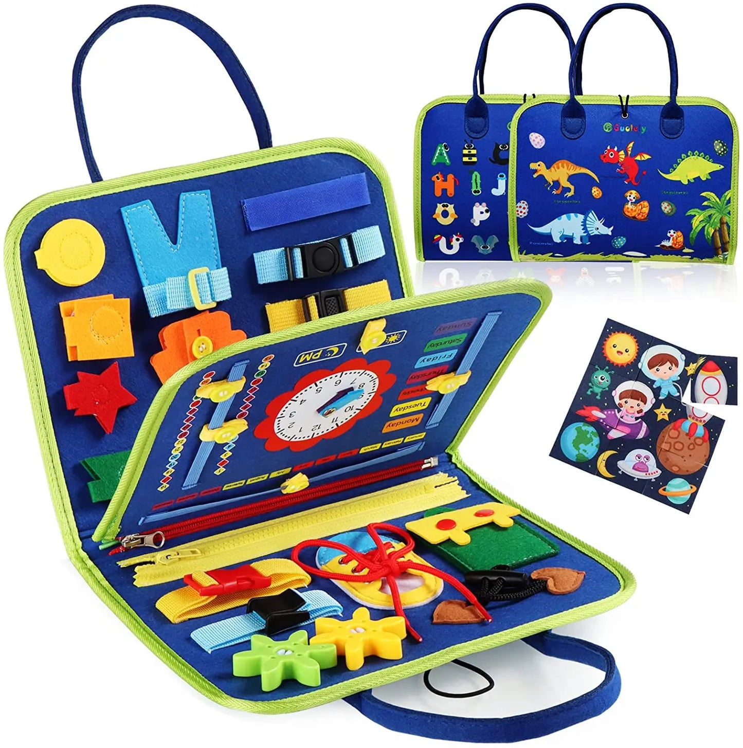 Montessori Toddler Busy Board – Sensory Learning Toy for Fine Motor Skills, Zippers, Buckles & Laces – Travel Toy for 1-4 Year Olds