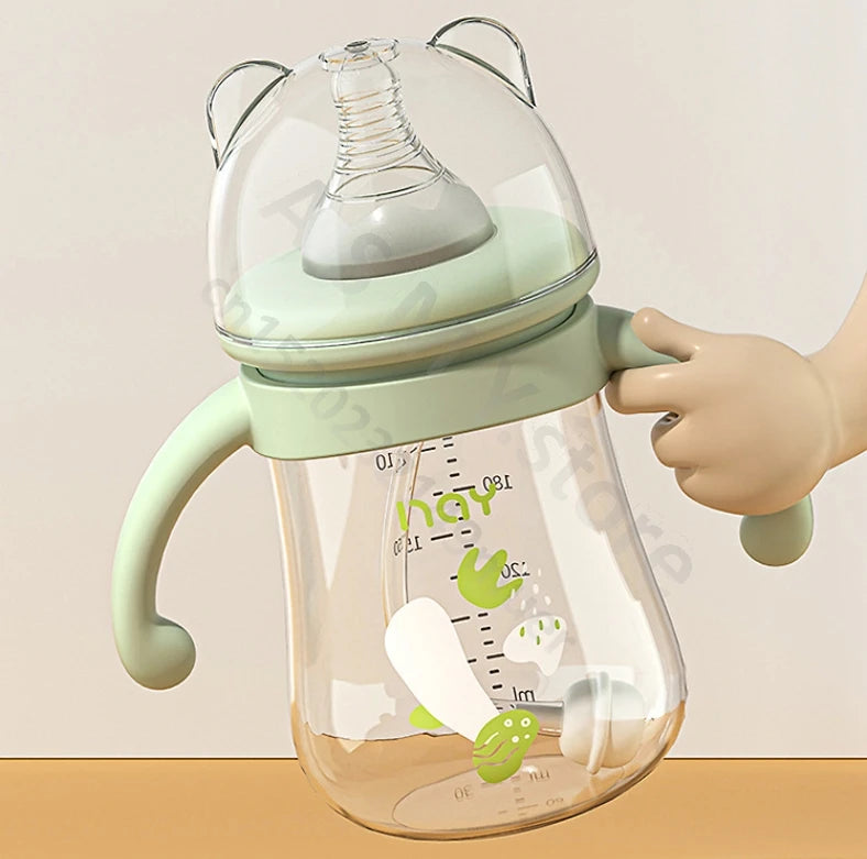 Anti-Colic Baby Bottle with Handles for 6+ Months – Leak-Proof, BPA-Free, Easy Grip