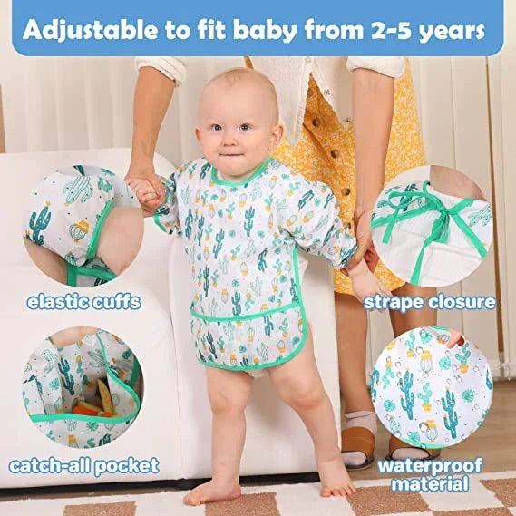 Baby Bib with Sleeves – Waterproof Feeding Bib for Toddlers (BPA-Free, 6M–6Y)