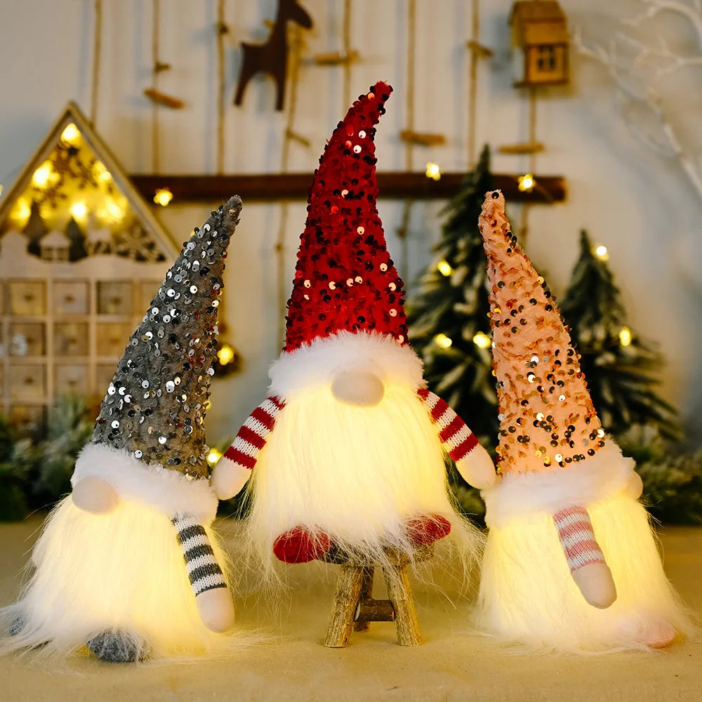 LED Christmas Gnome – Glowing Faceless Doll Decoration 30cm