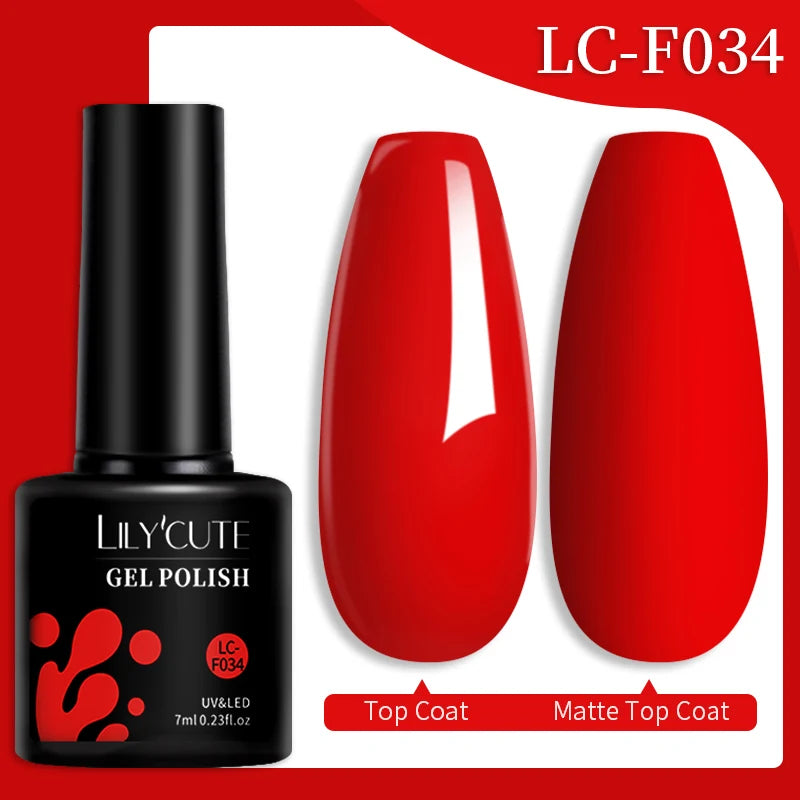 LILYCUTE Gel Nail Polish Set – 7ml Colorful UV Gel Varnish for Manicure | Long-Lasting Semi-Permanent Soak Off Nail Art Base & Top Coat