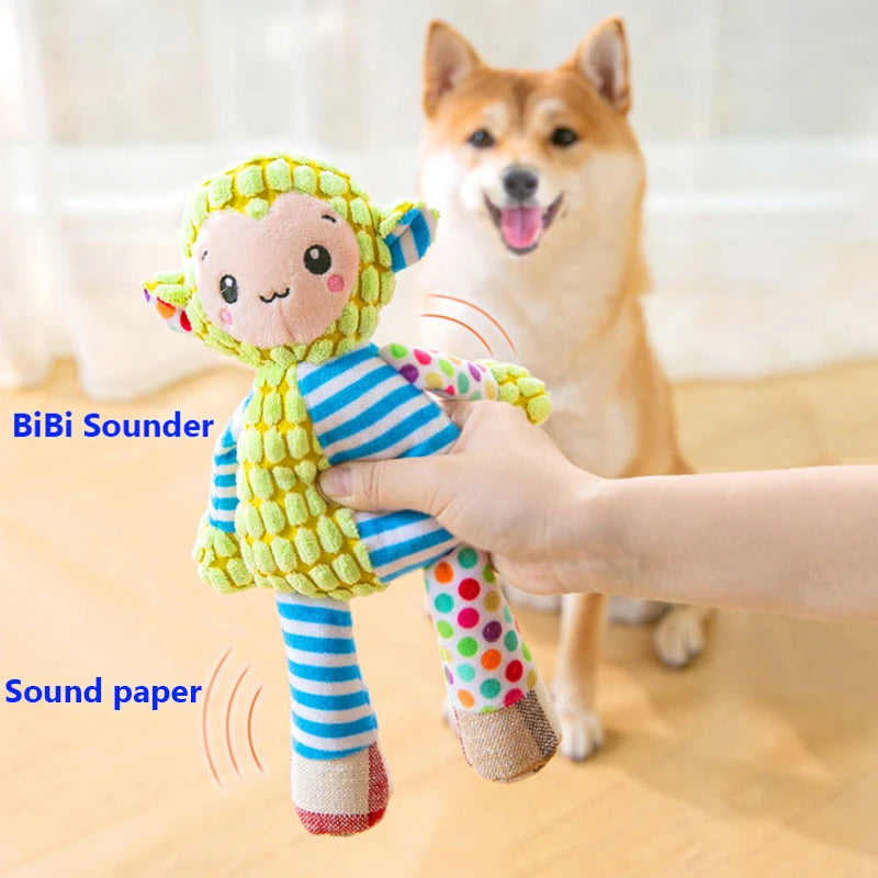 Squeaky Plush Dog Toy – Bite-Resistant, Interactive Chew Toy for Pets (Soft Fleece Animal Design)