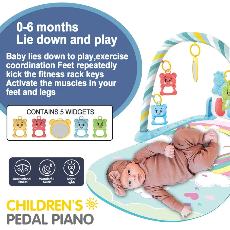 Baby Play Gym with Piano – Musical Activity Mat for Newborns & Toddlers (0–36 Months)