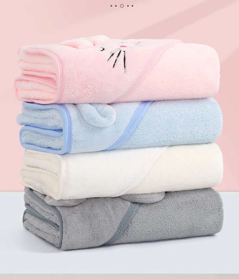 Cartoon Animal Hooded Baby Bath Towel – Soft Newborn Swaddle Blanket & Toddler Bathrobe (Unisex)