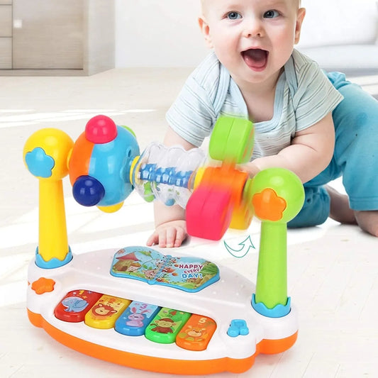 Toddler Musical Piano Toy – Rotating Keyboard with Lights and Sounds for Early Learning