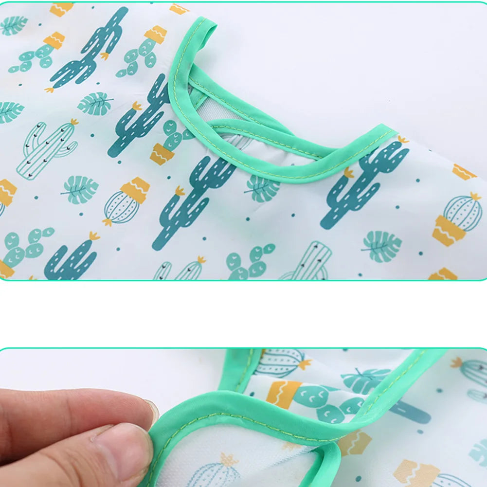 Waterproof Long Sleeve Baby Bib – Cute Toddler Feeding Apron & Art Smock (0–6 Years)