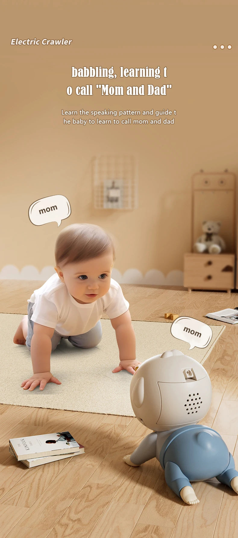 Electric Crawling Baby Toy with Sound – Moving Educational Doll for Toddlers 0-12 Months | Learning to Crawl Gift