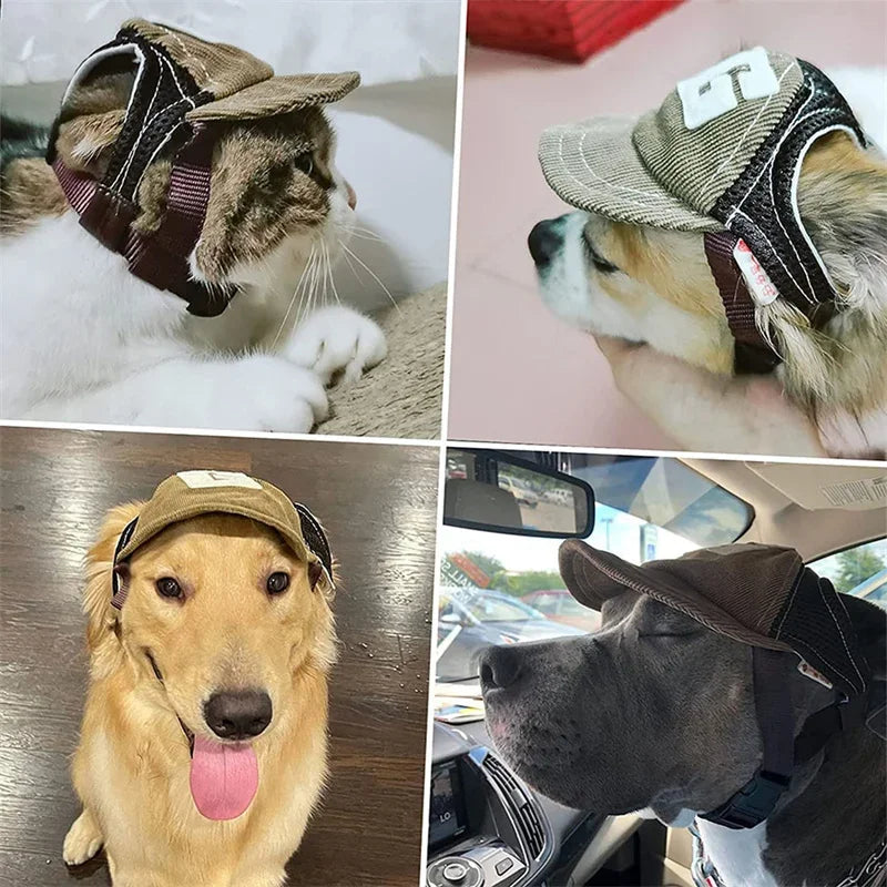 Adjustable Dog Baseball Cap – Pet Sun Hat with Ear Holes for Small, Medium & Large Dogs and Cats