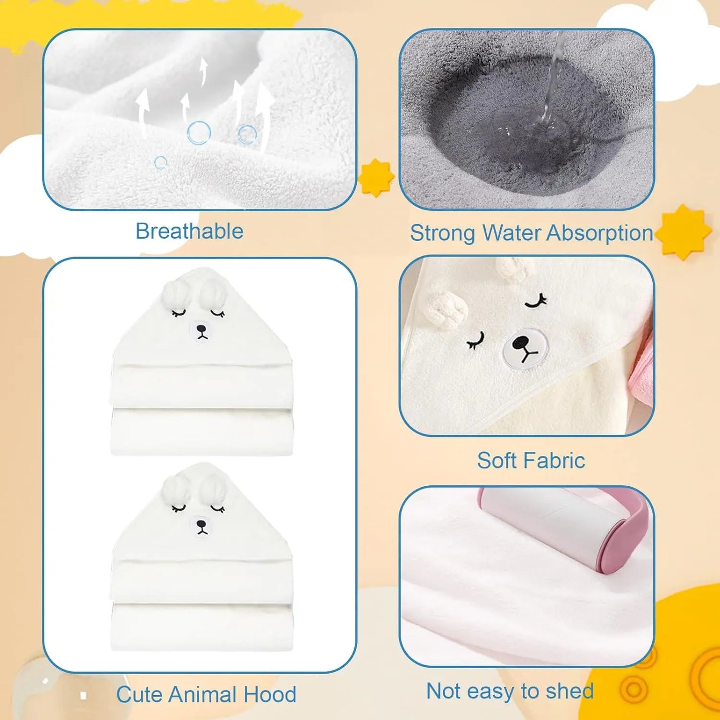 Baby Hooded Bath Towel – Soft Coral Fleece Towel & Blanket for Newborns (Unisex, Cartoon Design)