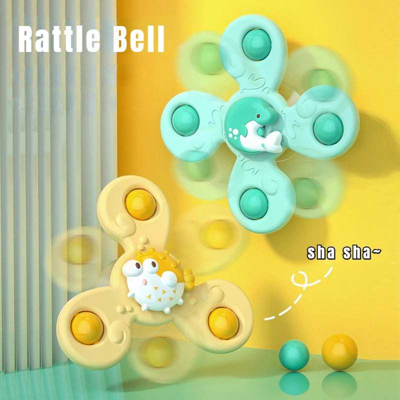 Baby Bath Suction Spinner Toys – 3PCS Set of Fidget Rattles with Suction Cups for Toddlers & Kids