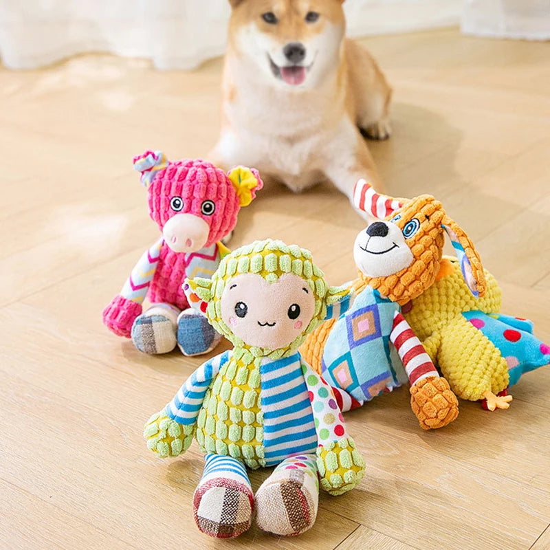 Squeaky Plush Dog Toy – Bite-Resistant, Interactive Chew Toy for Pets (Soft Fleece Animal Design)