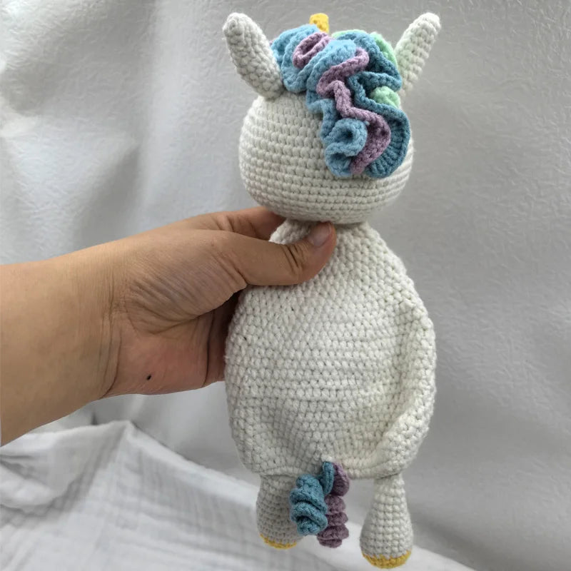 Baby Lovey Security Blanket with Animal Rattle – Soft Cotton Burp Cloth & Bib Combo (Newborn Shower Gift)