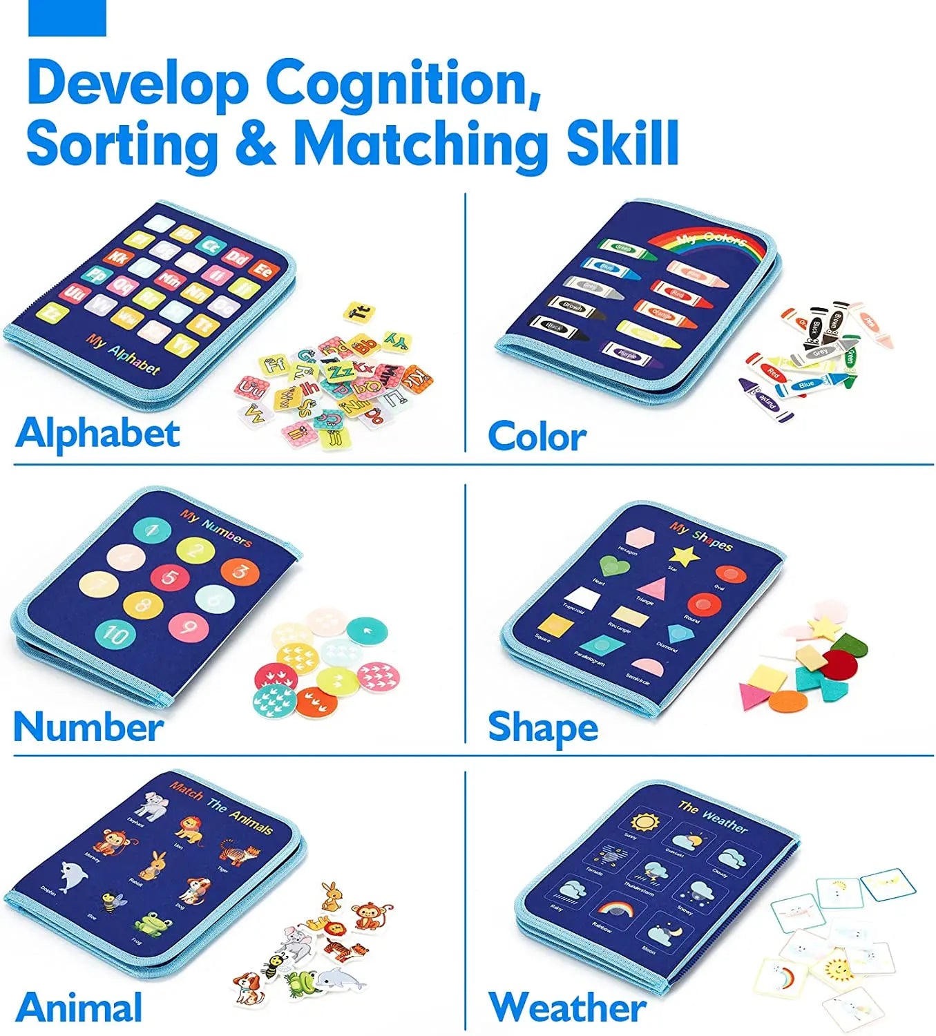 Montessori Toddler Busy Board – Sensory Learning Toy for Fine Motor Skills, Zippers, Buckles & Laces – Travel Toy for 1-4 Year Olds