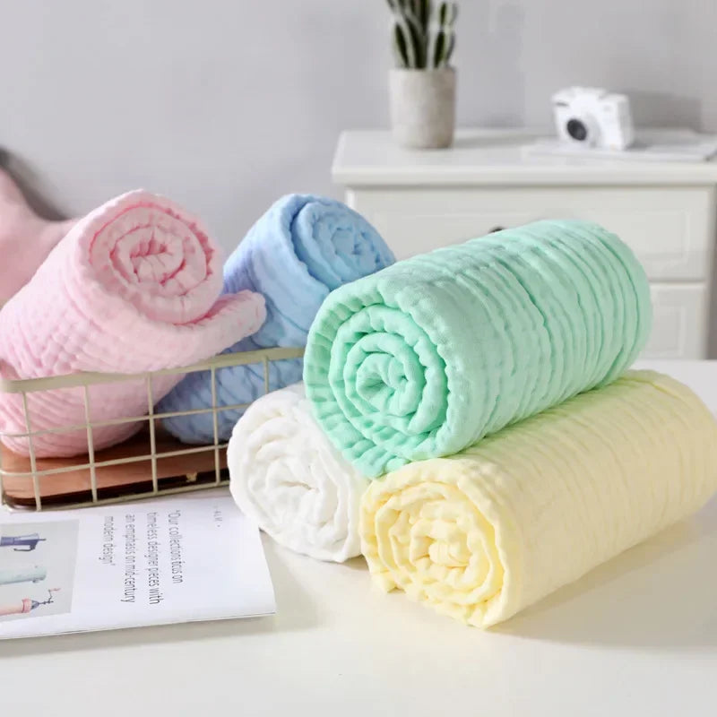 6-Layer Muslin Baby Bath Towel – 100% Cotton Swaddle & Receiving Blanket (105×105 cm)