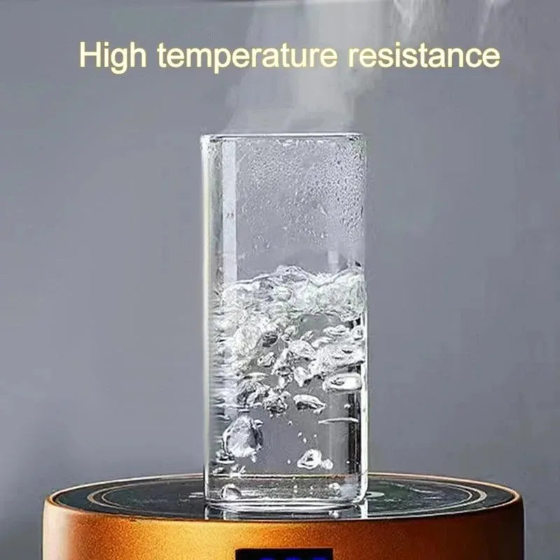 Square Heat-Resistant Glass Cup with Lid & Straw – Clear Iced Coffee, Milk Tea, Juice Mug for Home & Bar Use