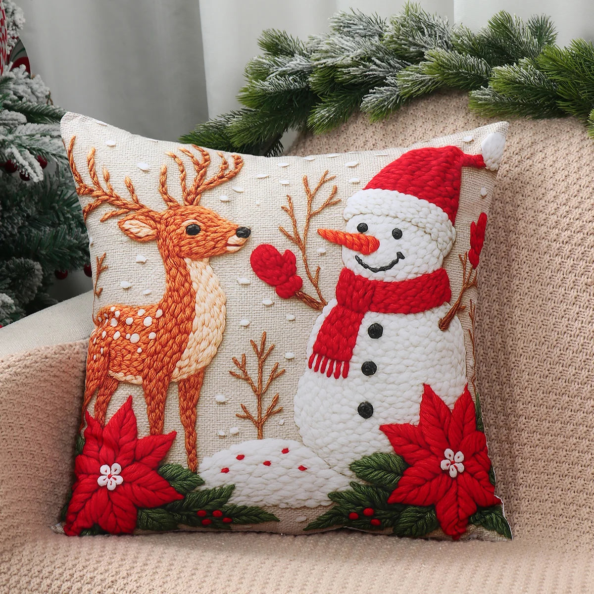 4PCS Merry Christmas Pillow Covers – Holiday Decor Set