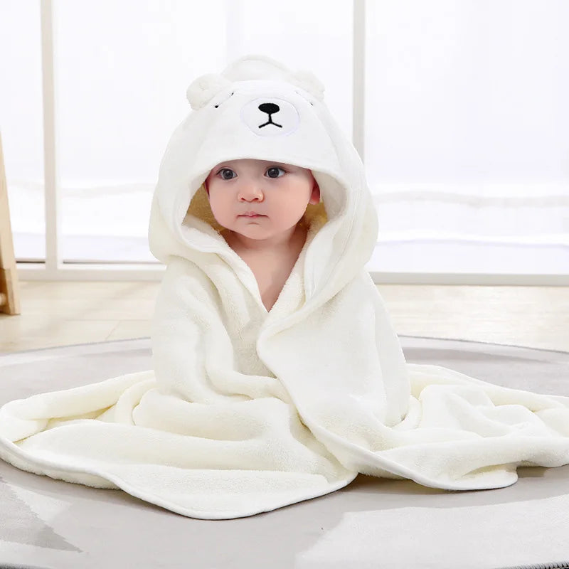 Cartoon Animal Hooded Baby Bath Towel – Soft Newborn Swaddle Blanket & Toddler Bathrobe (Unisex)