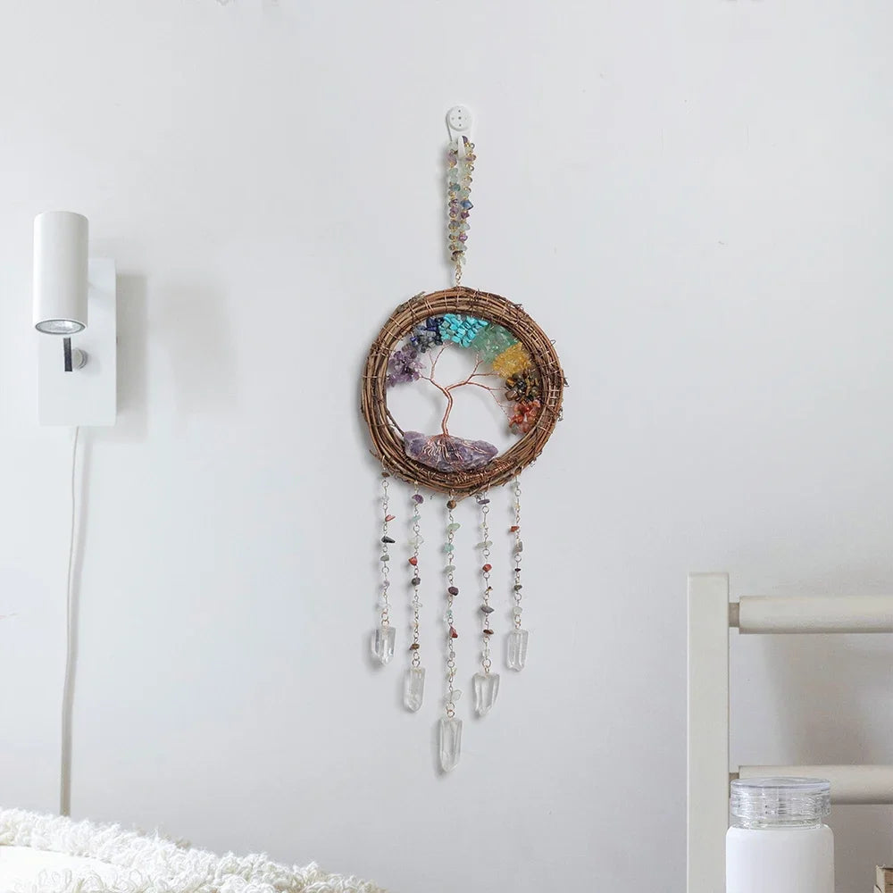 Crystal Sun & Moon Wind Chime – Rainbow Dream Catcher Hanging for Home & Garden Decor