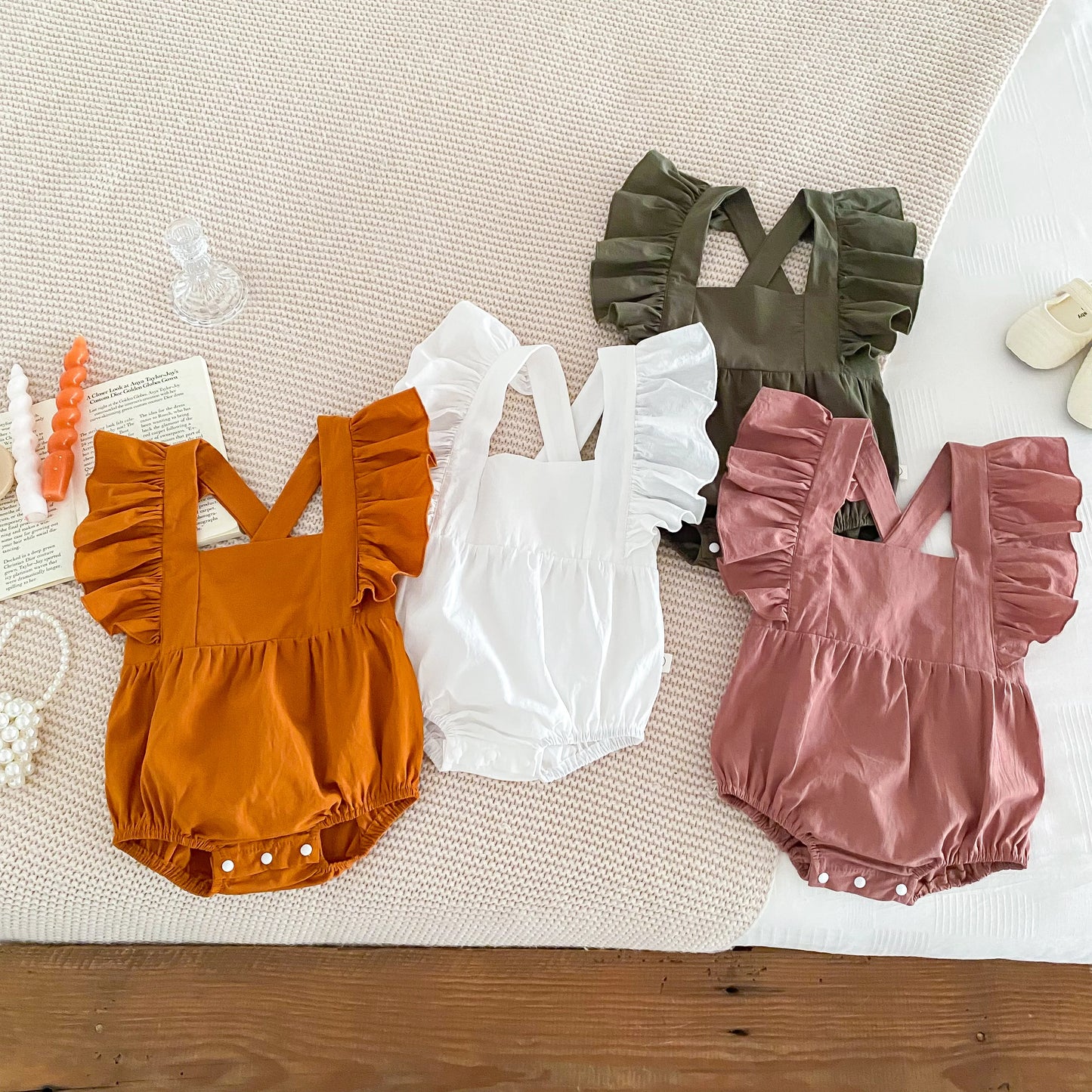 Baby Girl Romper – Solid Cotton Sleeveless Jumpsuit for Summer (0–24 Months)