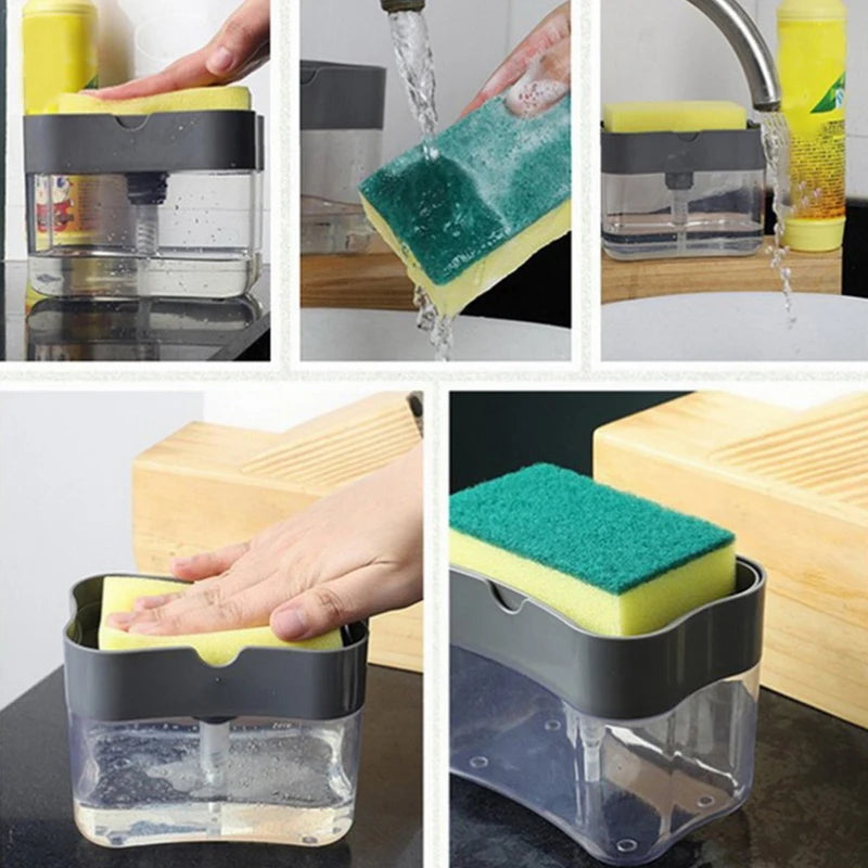 Kitchen Soap Dispenser with Sponge Holder