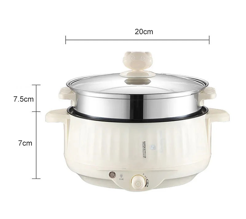 Mini Multi-Function Electric Cooker with Hot Pot & Steamer – Non-Stick 220V Portable Cooker for 1–2 People