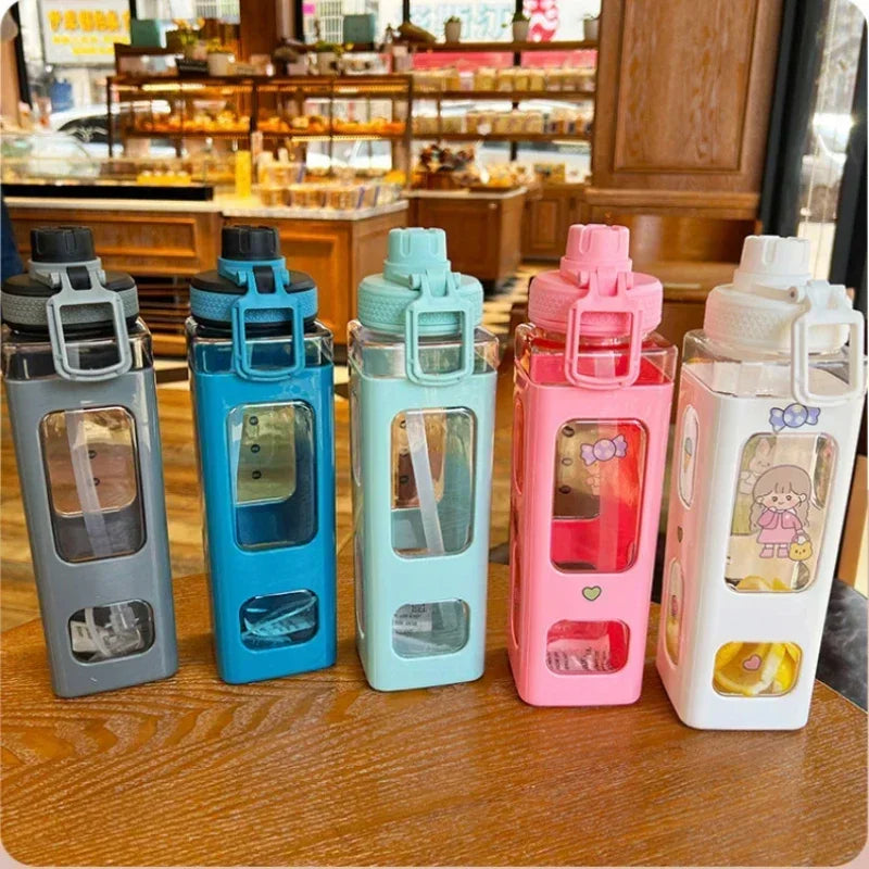 Kawaii Straw Water Bottle – Cute Leak-Proof Drink Bottle