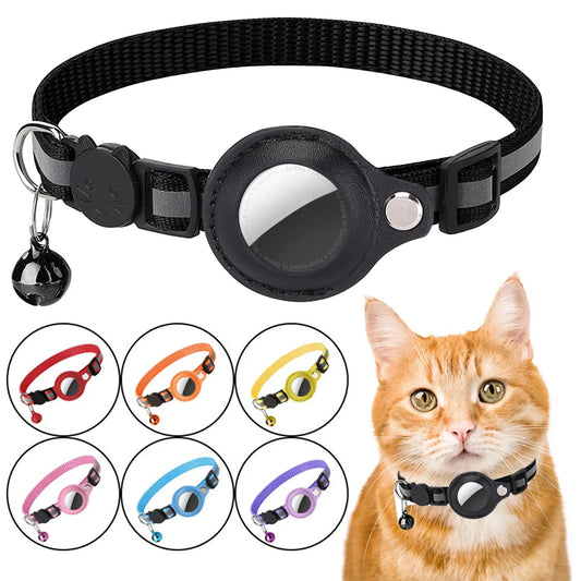AirTag Cat Collar – Reflective Breakaway Safety Collar with Bell & Holder for Cats & Kittens