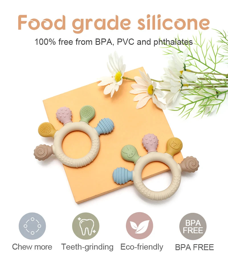 BPA-Free Baby Teething Toy – Food Grade Silicone Sensory Chew Toy for Infants