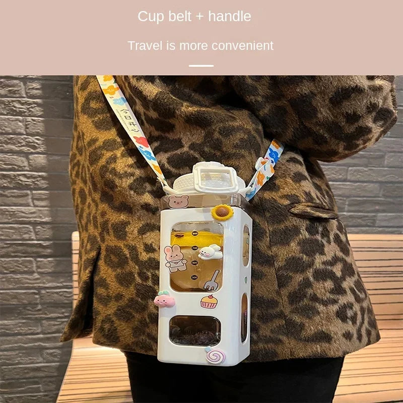 Kawaii Straw Water Bottle – Cute Leak-Proof Drink Bottle