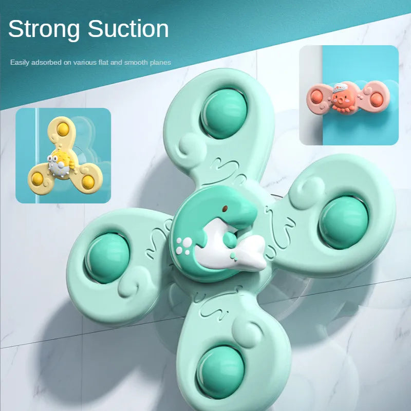 Baby Bath Suction Spinner Toys – 3PCS Set of Fidget Rattles with Suction Cups for Toddlers & Kids
