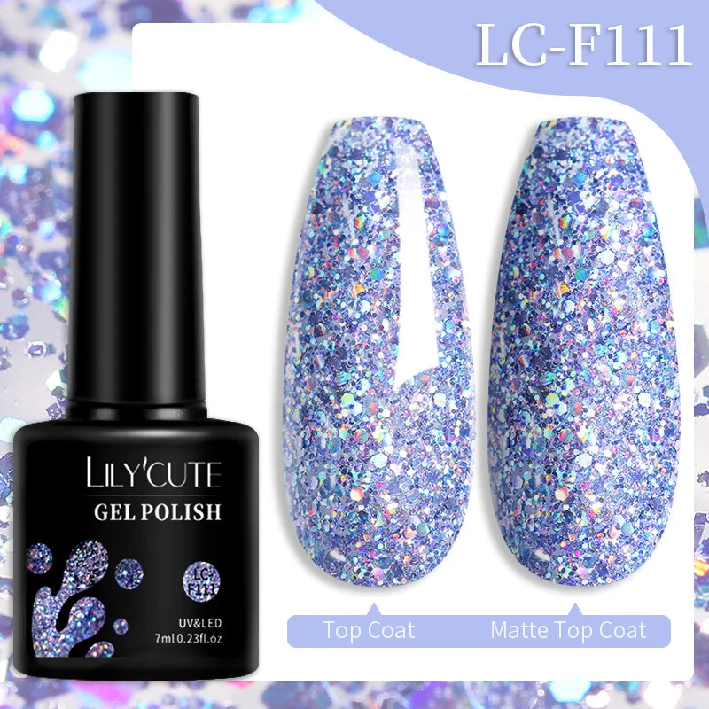 LILYCUTE Gel Nail Polish Set – 7ml Colorful UV Gel Varnish for Manicure | Long-Lasting Semi-Permanent Soak Off Nail Art Base & Top Coat
