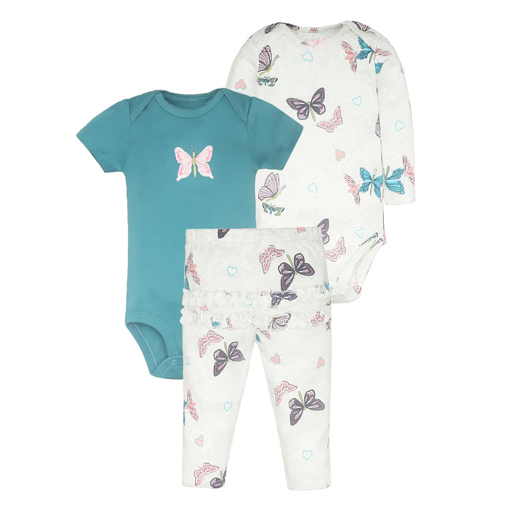 Baby Clothes Set – 100% Cotton Cartoon Bodysuit & Pants for Newborn Boys & Girls