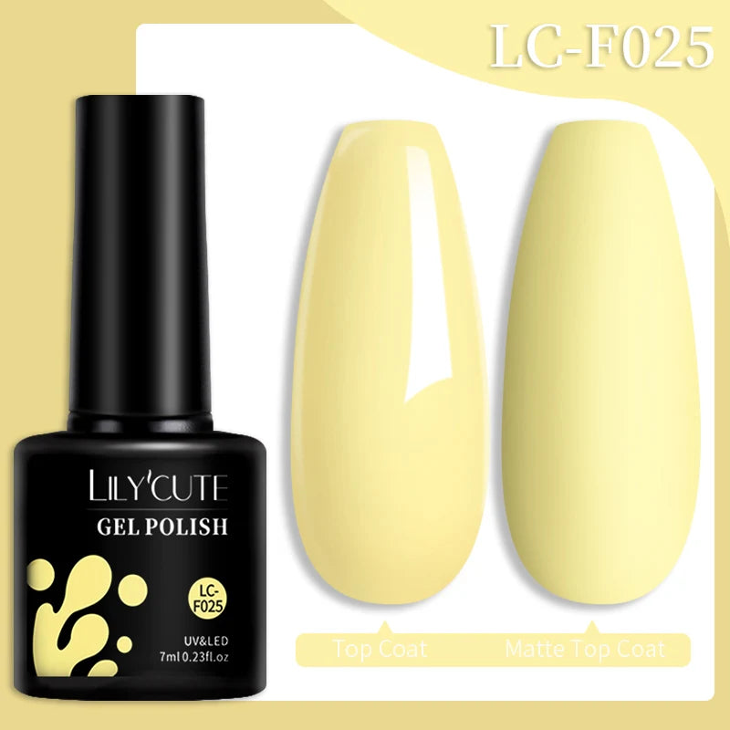 LILYCUTE Gel Nail Polish Set – 7ml Colorful UV Gel Varnish for Manicure | Long-Lasting Semi-Permanent Soak Off Nail Art Base & Top Coat