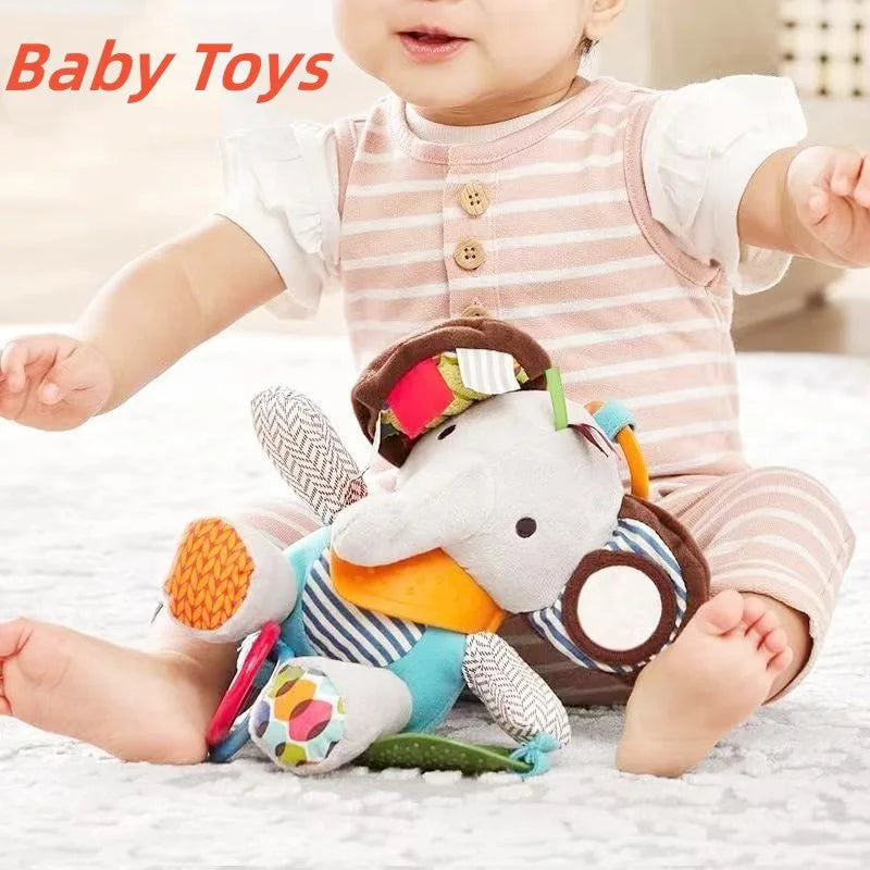 Montessori Baby Plush Animal Stroller Toys – Soft Hanging Rattle Dolls for Newborns & Toddlers