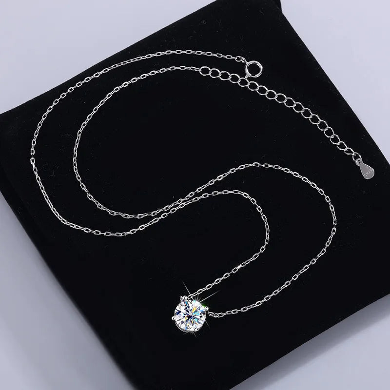 Moissanite Pendant Necklace 925 Sterling Silver – Diamond Alternative Bridal Jewelry