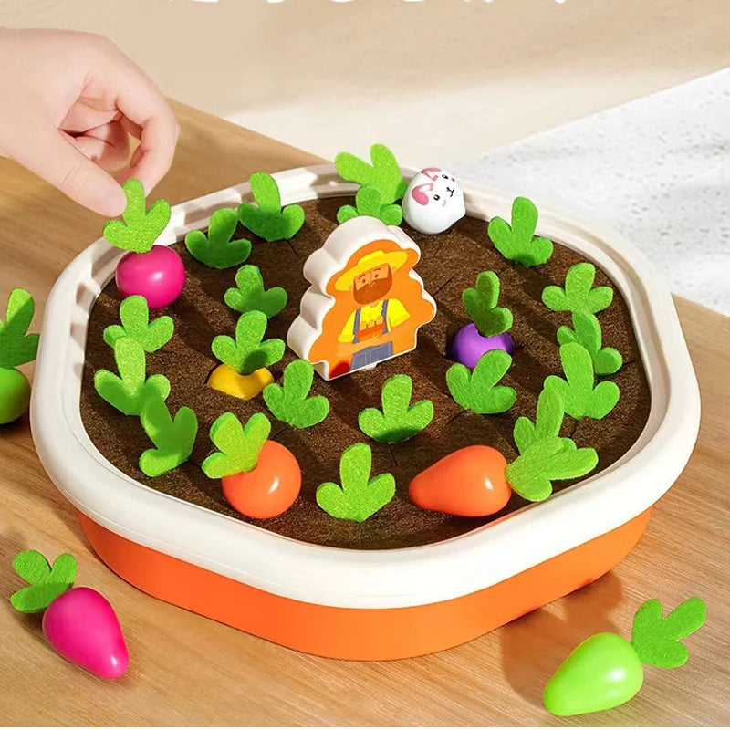 Montessori Toys for Toddlers – Educational Pull Carrot Game, Shape Sorter & Counting Toy Set for Kids A