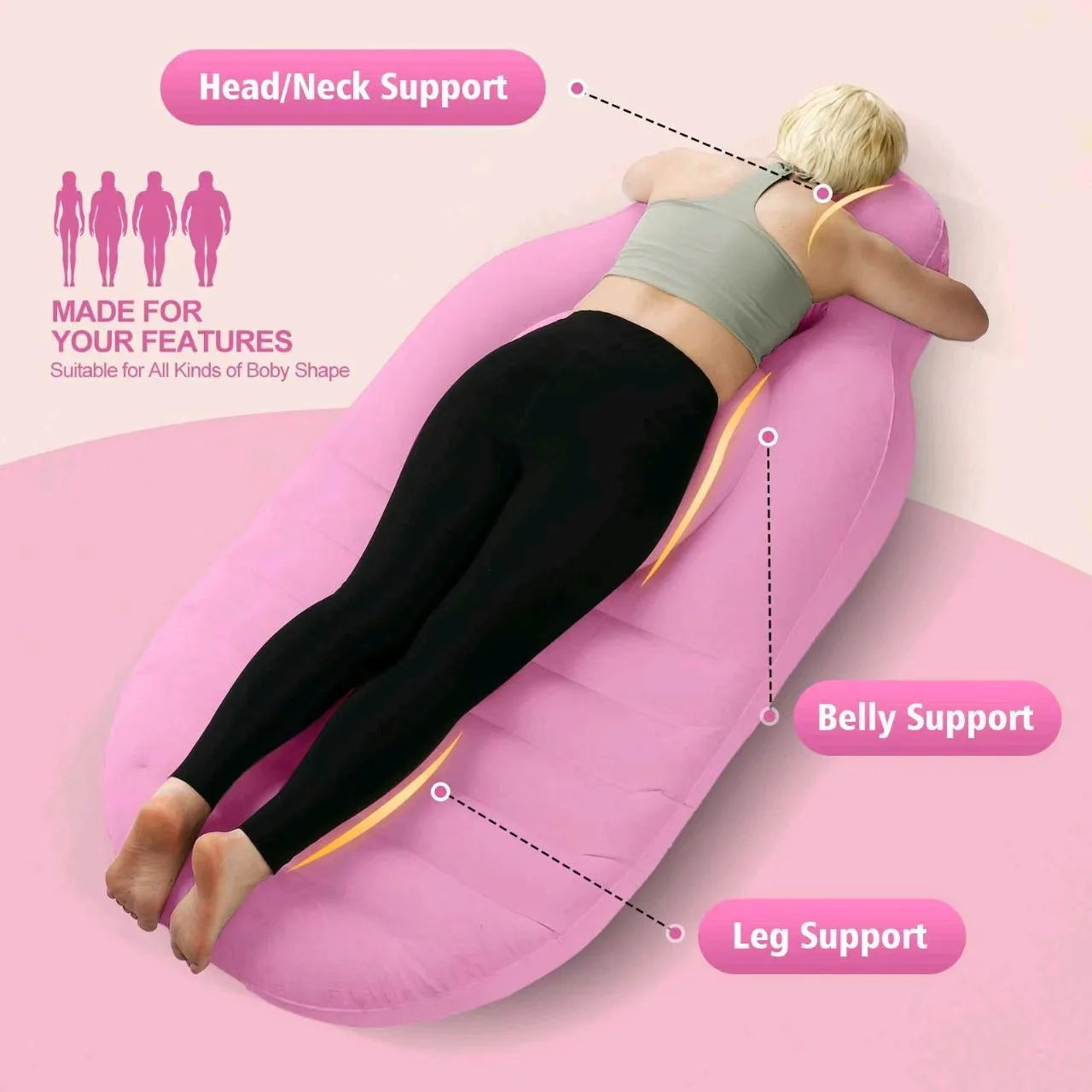 Inflatable Pregnancy Body Pillow – Full Body Maternity Sleeping & Support Mattress