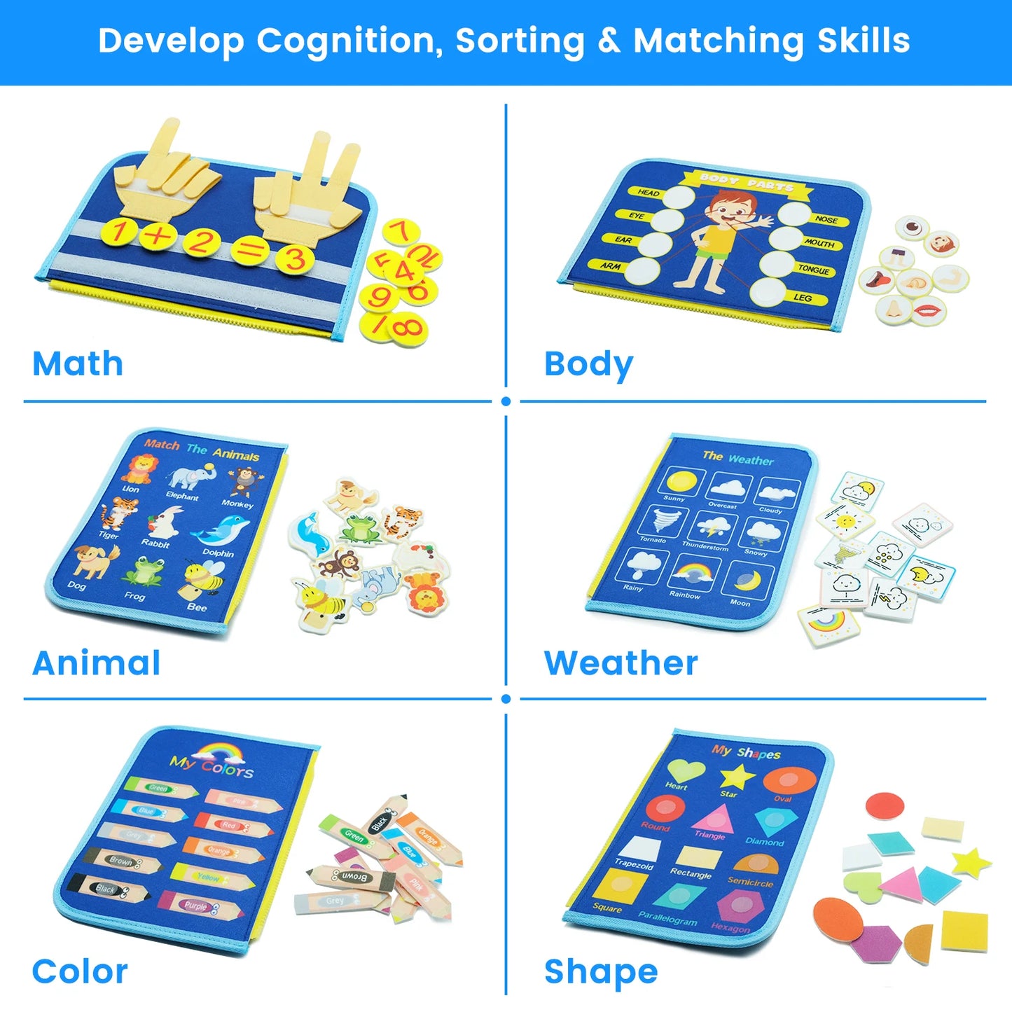 Montessori Toddler Busy Board – Sensory Learning Toy for Fine Motor Skills, Zippers, Buckles & Laces – Travel Toy for 1-4 Year Olds