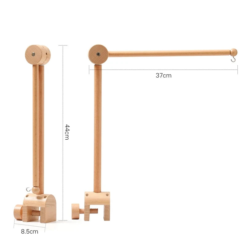 Baby Crib Mobile – Forest Animal Hanging Rattle Toy with Wooden Arm (0–12 Months)