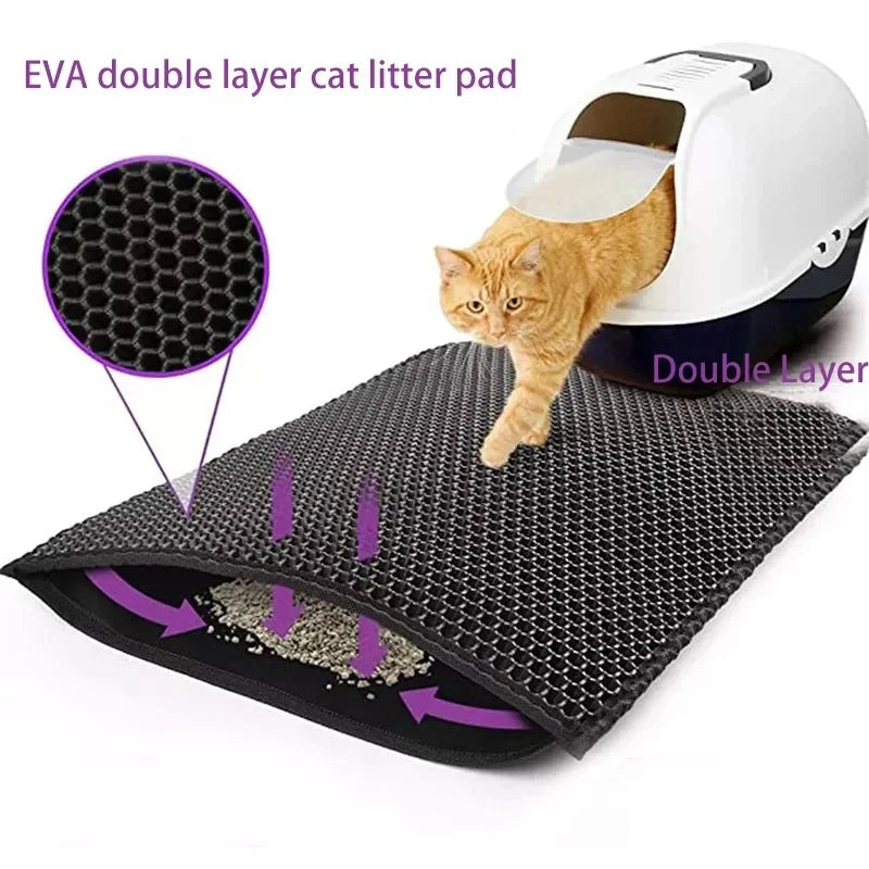 Double-Layer Waterproof Cat Litter Mat – Non-Slip, Easy-Clean Trap Pad for Litter Boxes