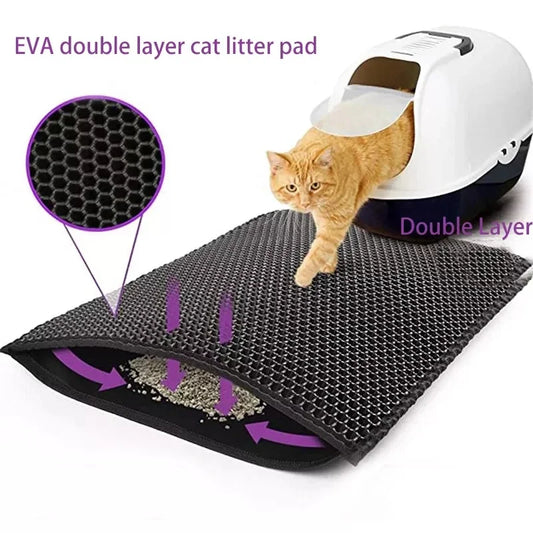 Double-Layer Waterproof Cat Litter Mat – Non-Slip, Easy-Clean Trap Pad for Litter Boxes