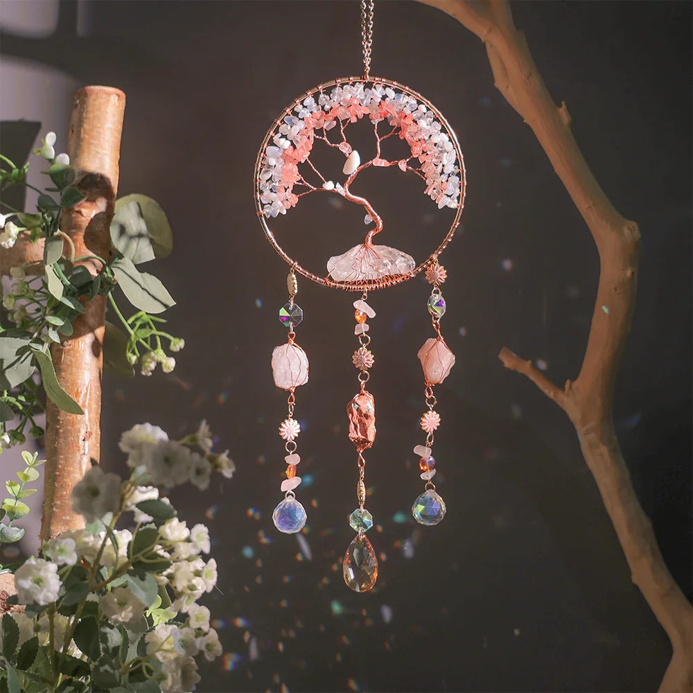 Crystal Sun & Moon Wind Chime – Rainbow Dream Catcher Hanging for Home & Garden Decor
