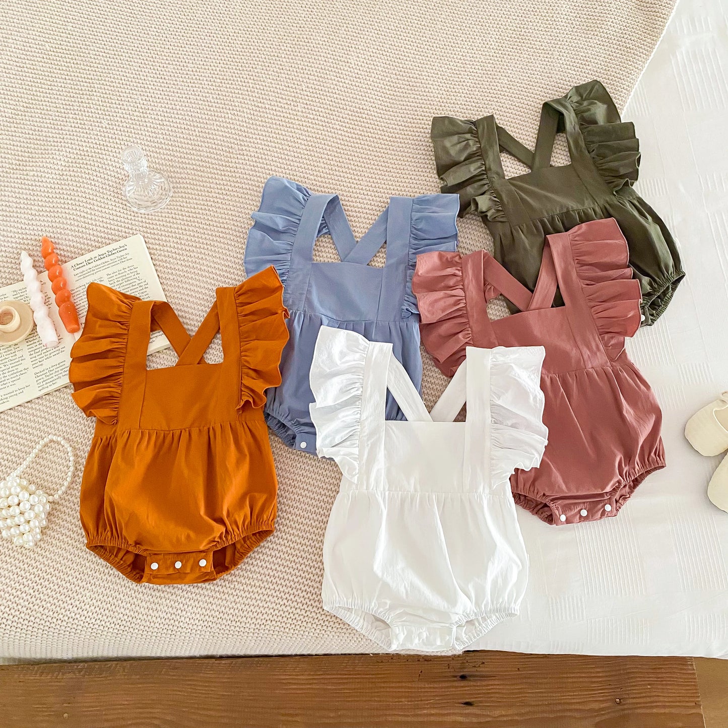 Baby Girl Romper – Solid Cotton Sleeveless Jumpsuit for Summer (0–24 Months)